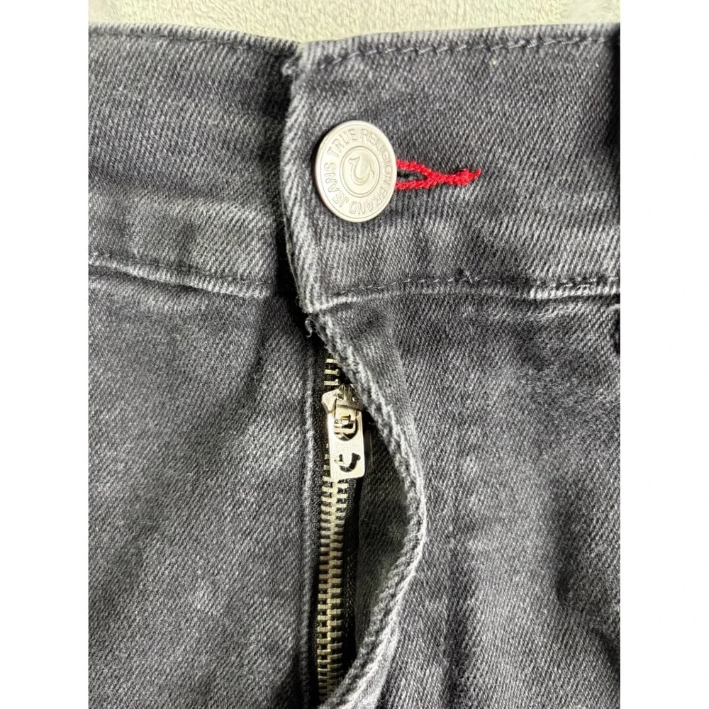 True Religion Ricky Men's Jeans Size 36 Black Red Contrast Stitching